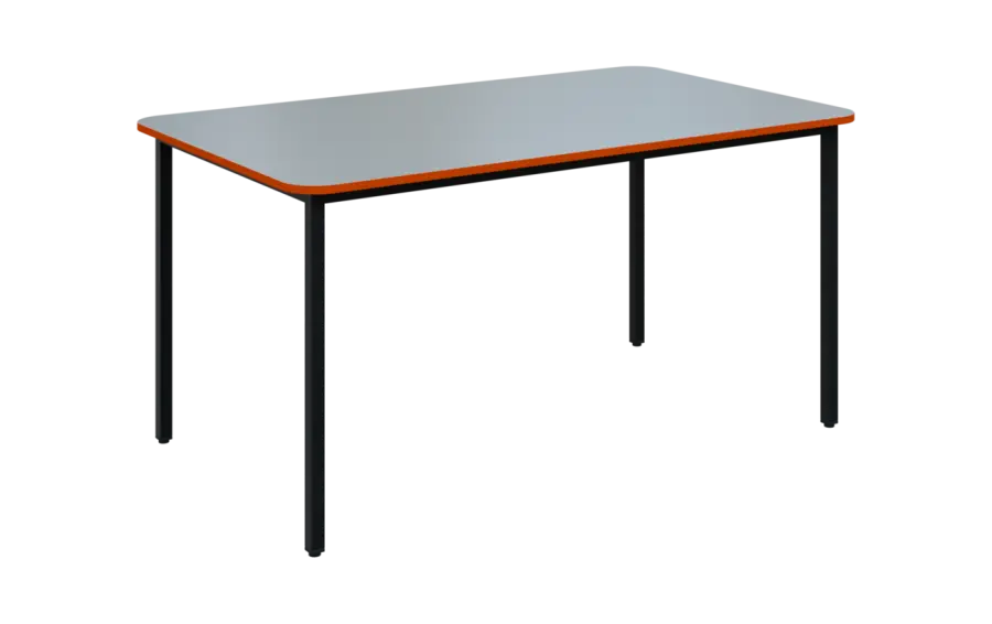 JSBR 150N Jídelní stůl 1500 x 900 mm, deska šedá s hranou pomeranč / podnož černá